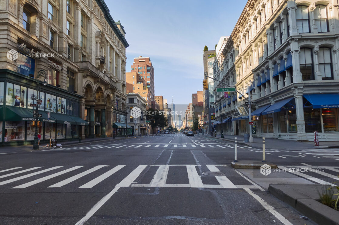 View Down an Empty and Deserted Street in Manhattan, New York City During the Coronavirus Stay At Home Order – Variation 3