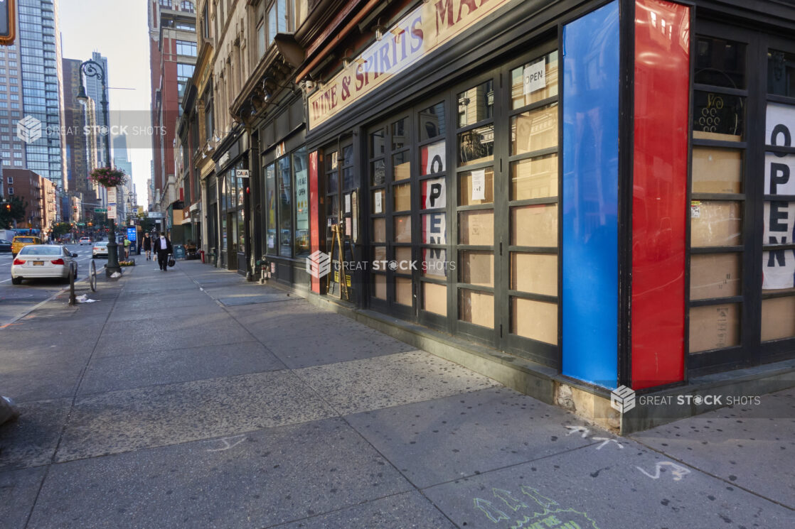 View of a Boarded Up Corner Store During Lockdown in Manhattan, New York City