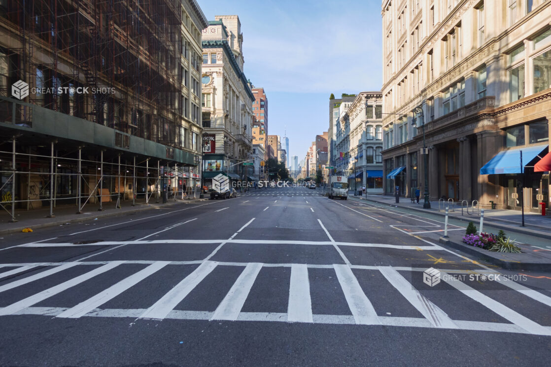 View Down an Empty and Deserted Street in Manhattan, New York City During the Coronavirus Stay At Home Order - Variation