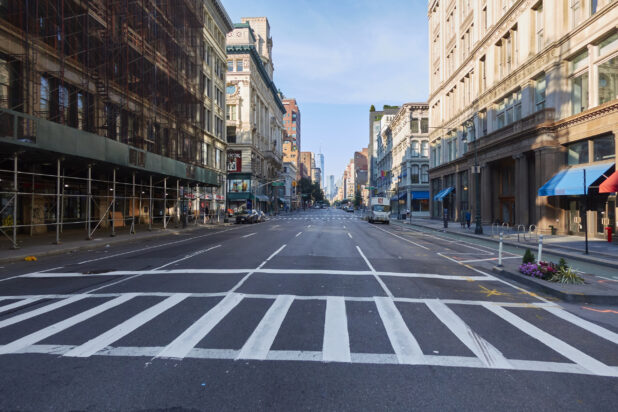 View Down an Empty and Deserted Street in Manhattan, New York City During the Coronavirus Stay At Home Order - Variation